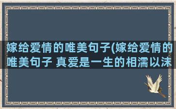 嫁给爱情的唯美句子(嫁给爱情的唯美句子 真爱是一生的相濡以沫)